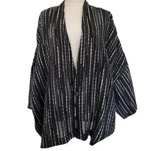 eskandar Stripe Wool Silk Button Jacket Oversized Relaxed Art to Wear 1